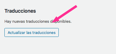 Actualizar traducciones de WordPress