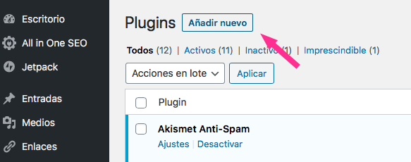Añadir plugin de WordPress