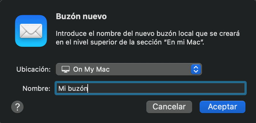 Crear una carpeta local en Mail para liberar espacio en el correo