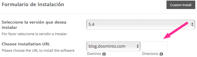 Panel de control de Softaculous instalando WordPress