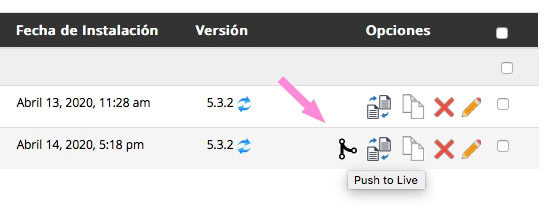 Publicar los cambios (push to live)